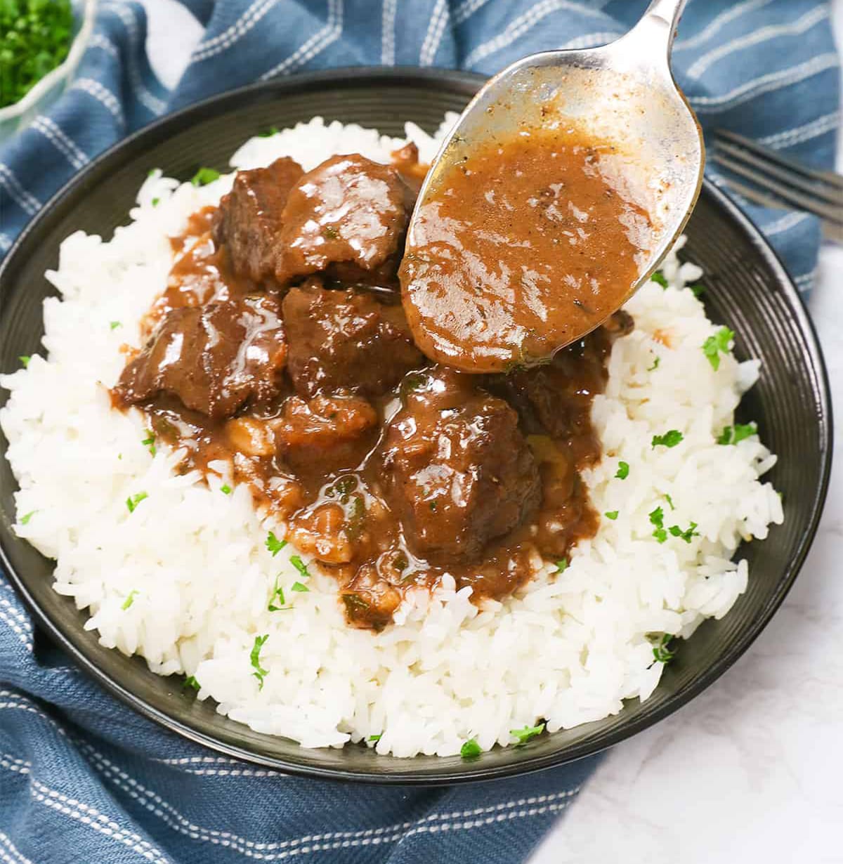 Beef with Rice, Ugali, Chapati & Vegetable